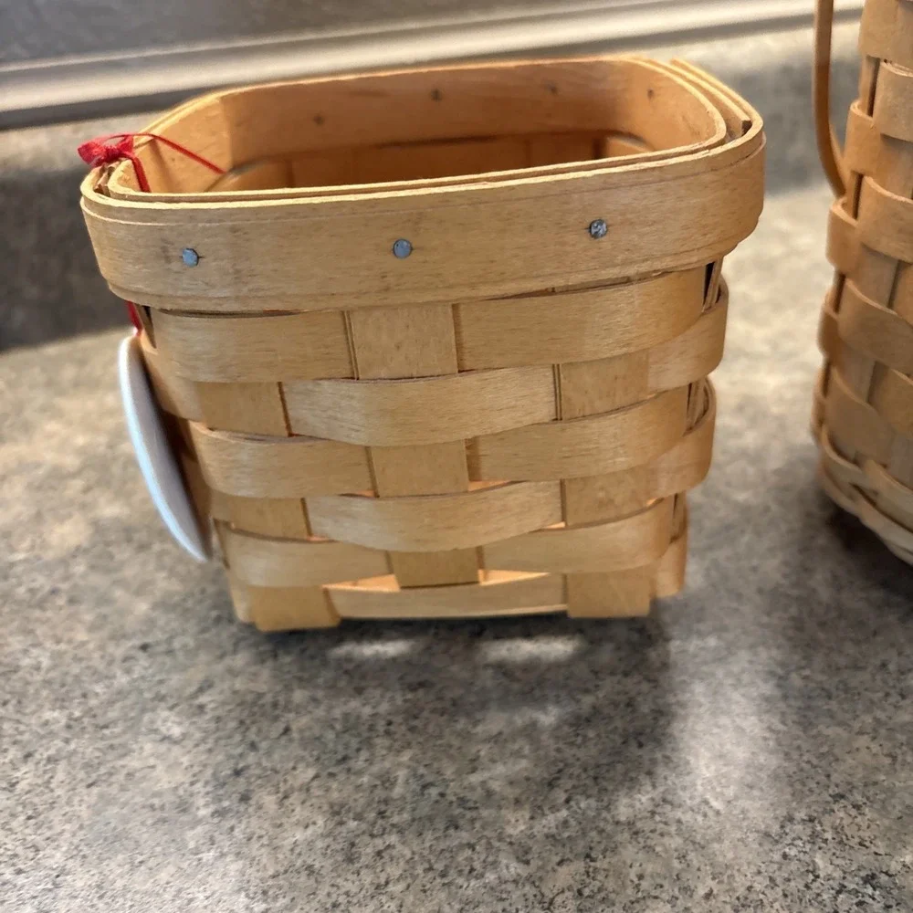 Longaberger Basket Lot Of 2 Handwoven 2005, 1997 Excellent Condition USA